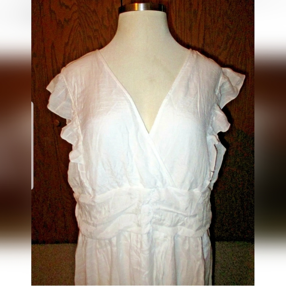 KING'S ROAD White Ruffle Romantic Beach Wedding Hi Low Sleeveless Dress 3X NWT